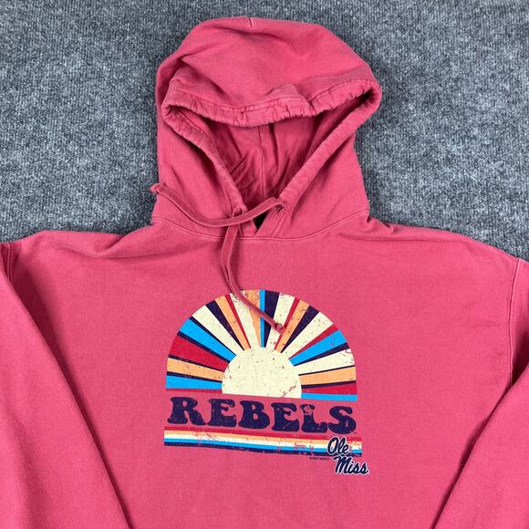 ComfortWash Hoodie Mens Size L Red Ole Miss Rebels Graphic Pullover Vintage - Picture 1 of 9